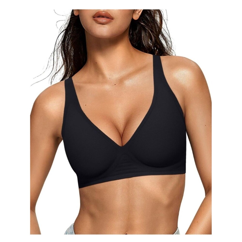 OEAK Wireless Jelly Push Up Wireless V-Neck Bra Black XXL (EUC)